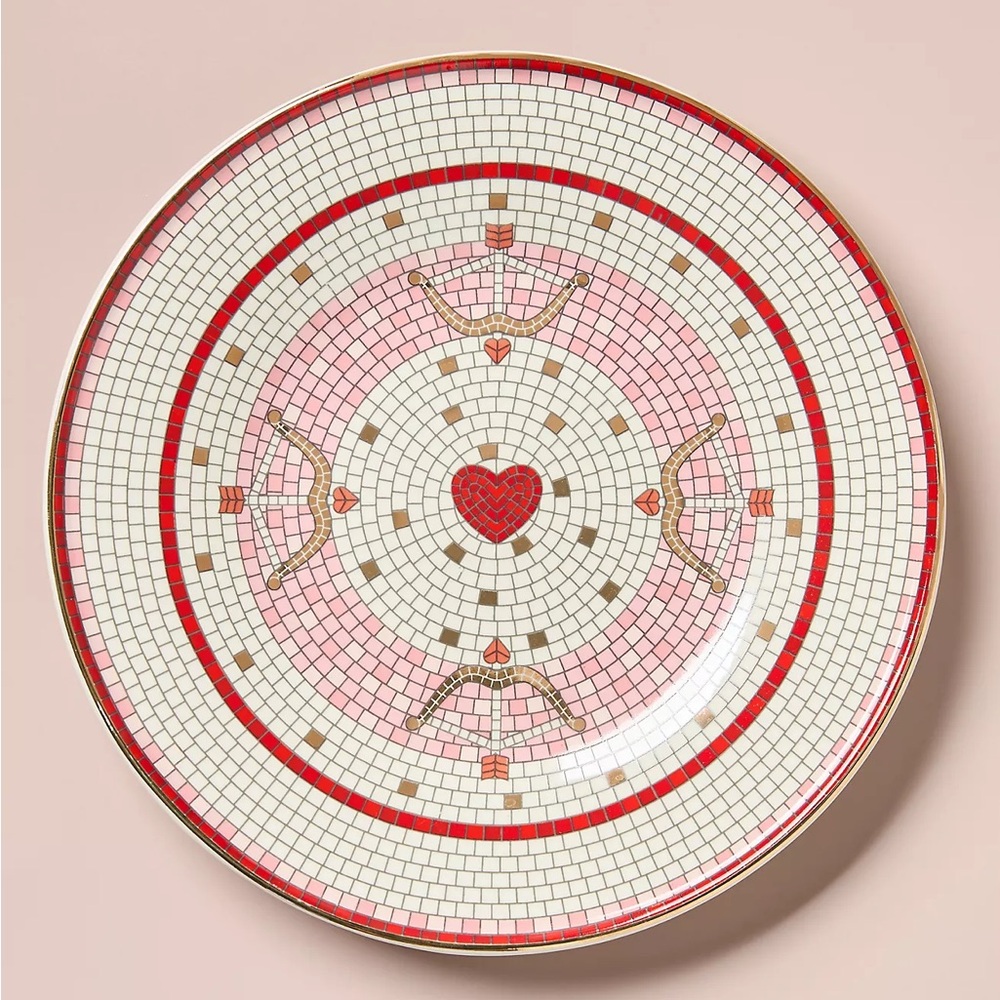 Anthropologie Bistro Tile Stoneware Dessert Plate: Valentine's Edition Set of 4 - Picture 9 of 14